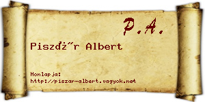 Piszár Albert névjegykártya
