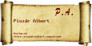 Piszár Albert névjegykártya