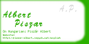 albert piszar business card